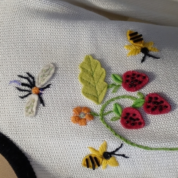 Embroidered jacket medium Christina rotelli. Beautiful ladybugs bees butterflies - Picture 5 of 14